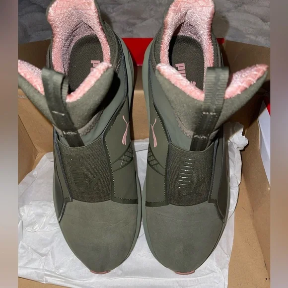 Puma Olive & Pink Sneakers - Picture 2 of 4